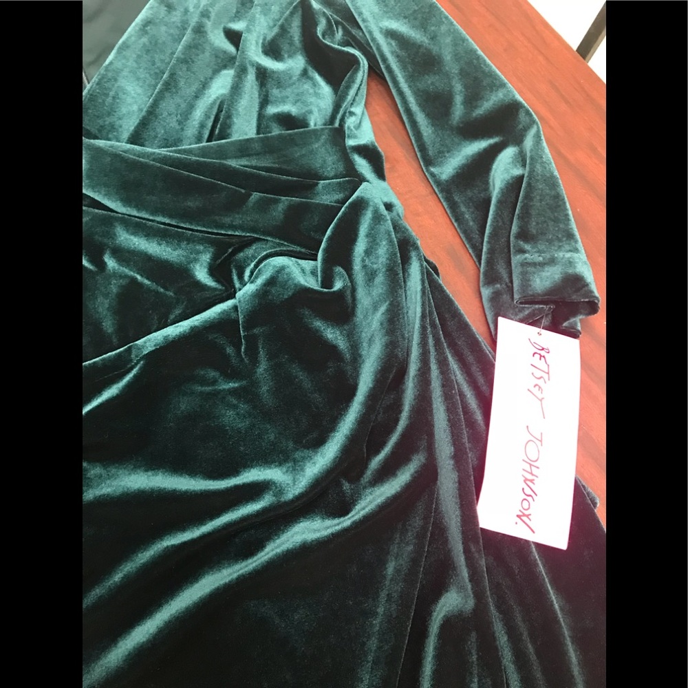 Betsey Johnson Faux wrap velvet dark green - Picture 6 of 8